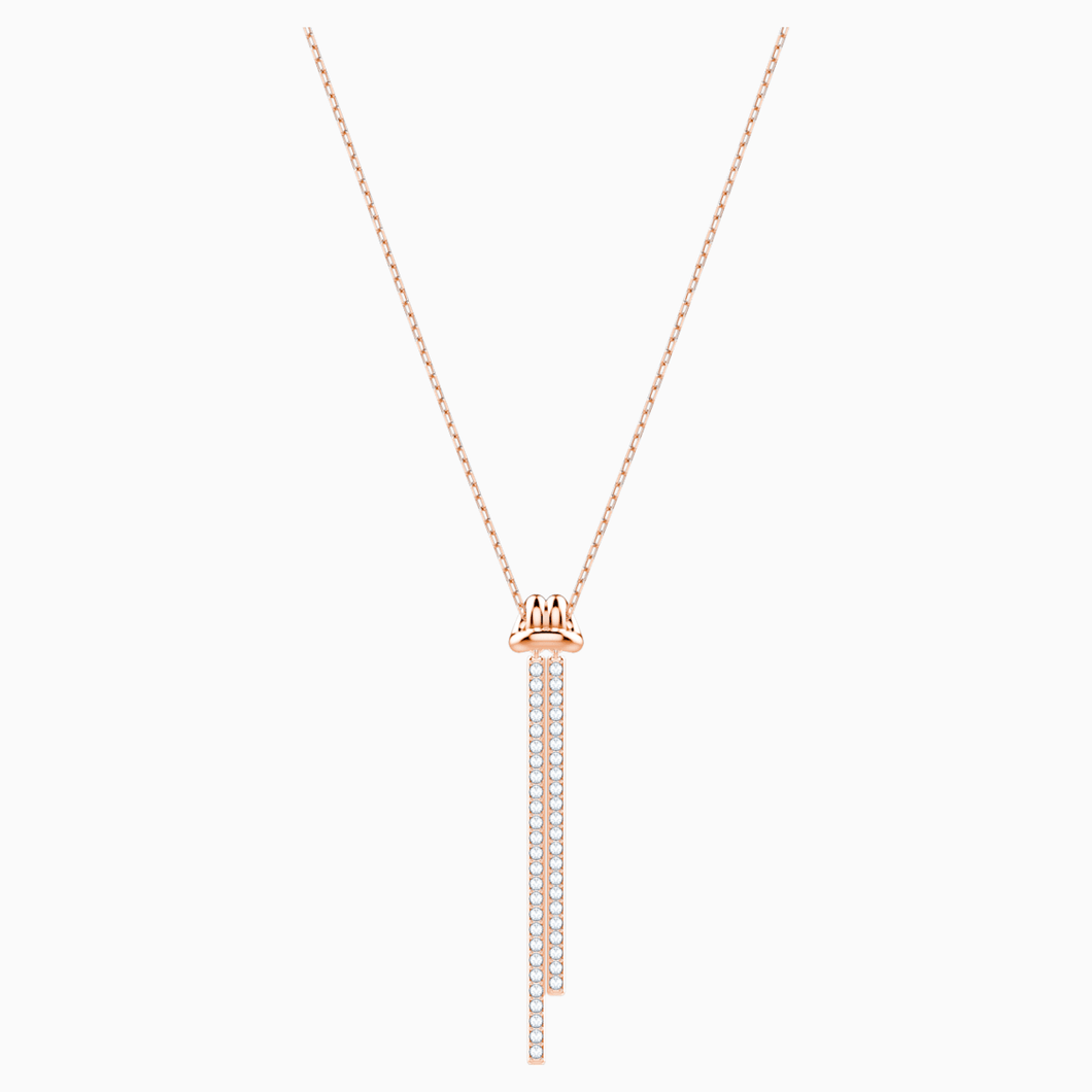 Lifelong Y Pendant, White, Rose-gold tone plated