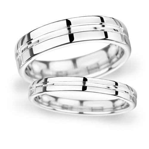8mm Traditional Court Heavy Grooved Polished Finish Wedding Ring In Platinum