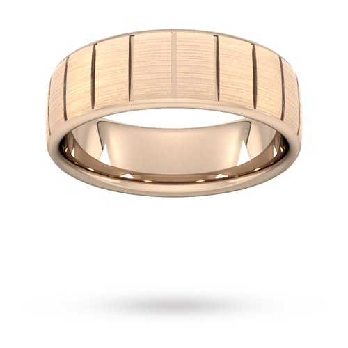 7mm Slight Court Standard vertical lines Wedding Ring in 9 Carat Rose Gold