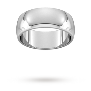 8mm D Shape Heavy Wedding Ring in Sterling Silver
