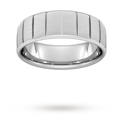 7mm Slight Court Heavy vertical lines Wedding Ring in Platinum