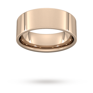 8mm Flat Court Heavy Wedding Ring in 9 Carat Rose Gold- Ring Size V