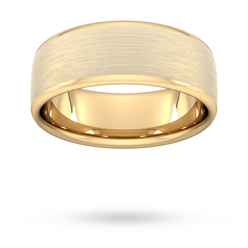 8mm D Shape Standard Matt Finished Wedding Ring in 9 Carat Yellow Gold