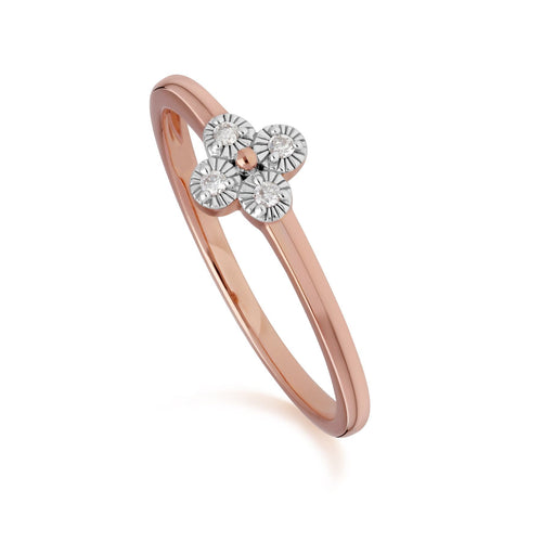 Diamond Flowers Ring in 9ct Rose Gold