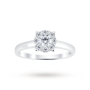 9ct White Gold 0.40 Carat Total Weight Diamond Multi Stone Ring - Ring Size I