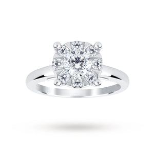 18ct White Gold 1.00 Carat Total Weight Diamond Multi Stone Ring - Ring Size J