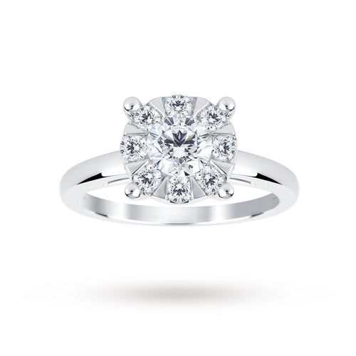 18ct White Gold 1.00 Carat Total Weight Diamond Multi Stone Ring - Ring Size P