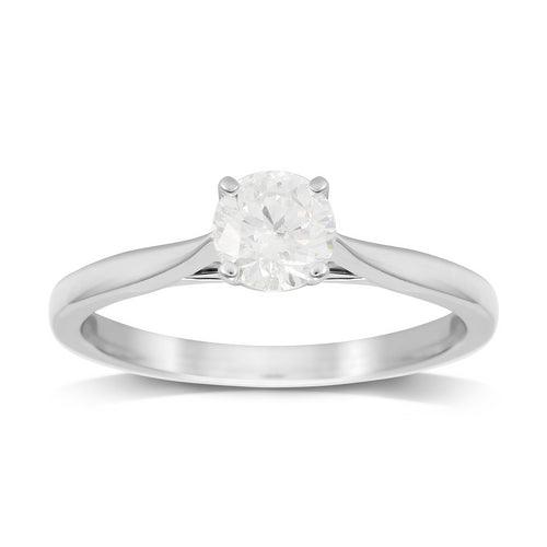 18ct White Gold Brilliant Cut 0.50 Carat 88 Facet Diamond Ring - Ring Size I.5