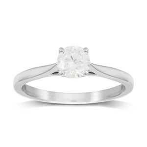 18ct White Gold Brilliant Cut 0.50 Carat 88 Facet Diamond Ring - Ring Size I.5