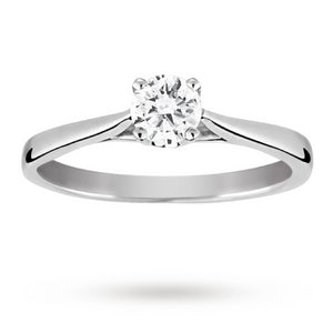 Platinum Brilliant Cut 0.40 Carat 88 Facet Diamond Ring - Ring Size Q.5