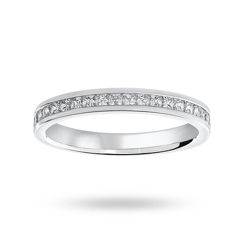 Platinum 0.50 Carat Princess Cut Half Eternity Ring