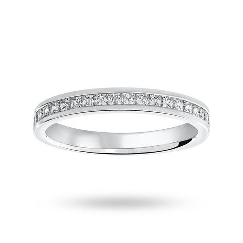 9 Carat White Gold 0.50 Carat Princess Cut Half Eternity Ring