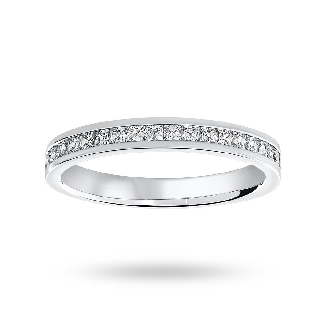 9 Carat White Gold 0.50 Carat Princess Cut Channel Set Half Eternity Ring