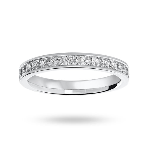 9 Carat White Gold 0.75 Carat Princess Cut Half Eternity Ring