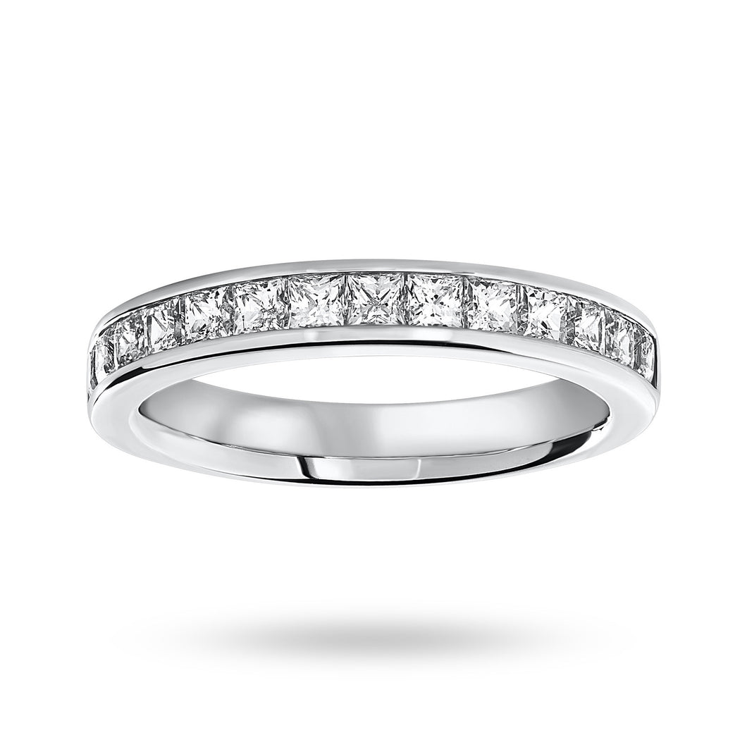 Platinum 1.00 Carat Princess Cut Half Eternity Ring