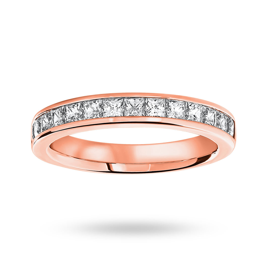 9 Carat Rose Gold 1.00 Carat Princess Cut Half Eternity Ring