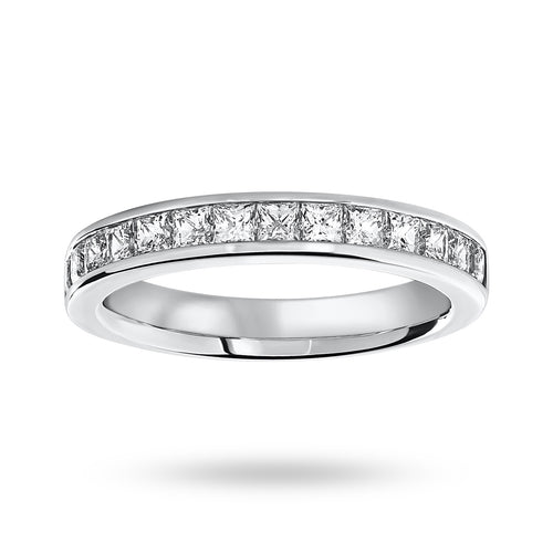 9 Carat White Gold 1.00 Carat Princess Cut Half Eternity Ring