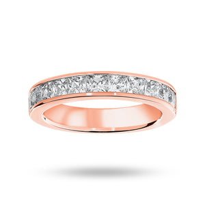 9 Carat Rose Gold 1.50 Carat Princess Cut Half Eternity Ring