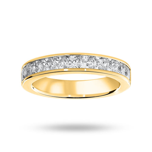 9 Carat Yellow Gold 1.50 Carat Princess Cut Half Eternity Ring