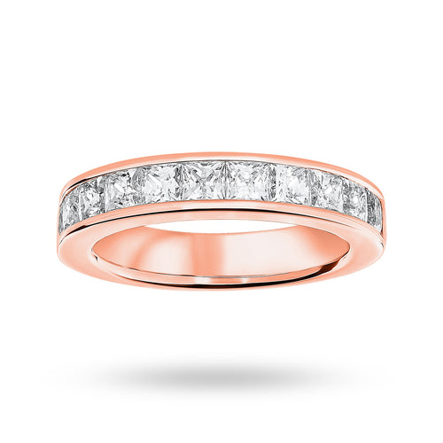 9 Carat Rose Gold 2.00 Carat Princess Cut Half Eternity Ring