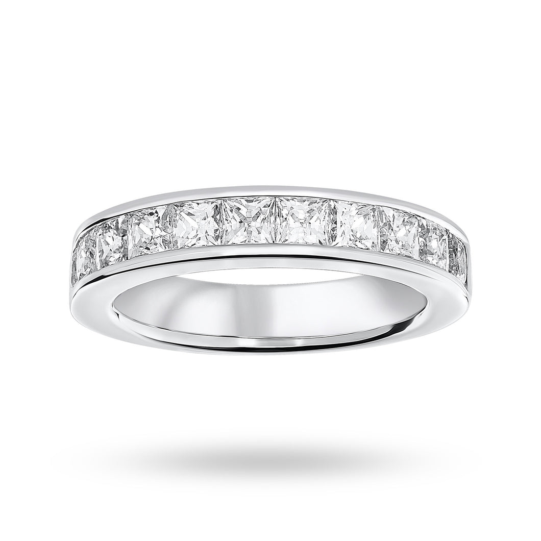 9 Carat White Gold 2.00 Carat Princess Cut Half Eternity Ring