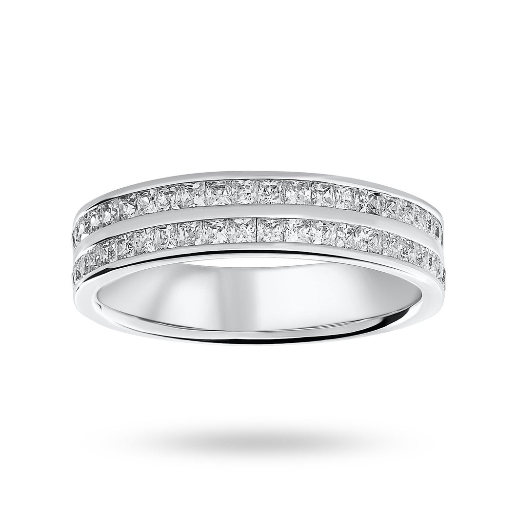 Platinum 0.75 Carat Princess Cut 2 Row Half Eternity Ring