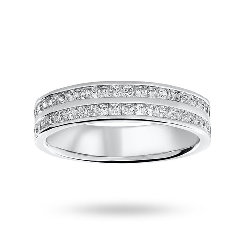 9 Carat White Gold 0.75 Carat Princess Cut 2 Row Half Eternity Ring