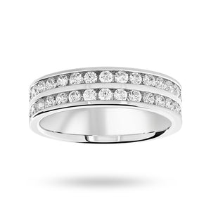 9 Carat White Gold 0.75 Carat Brilliant Cut 2 Row Half Eternity Ring