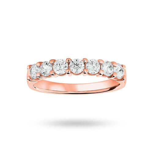 9 Carat Rose Gold 0.75 Carat Brilliant Cut Under Bezel Half Eternity Ring