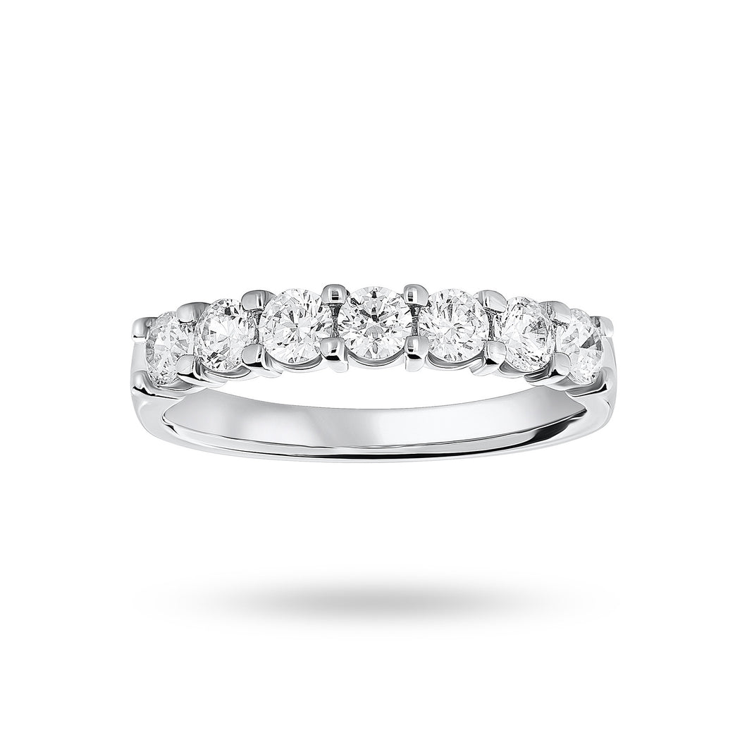 9 Carat White Gold 0.75 Carat Brilliant Cut Under Bezel Half Eternity Ring