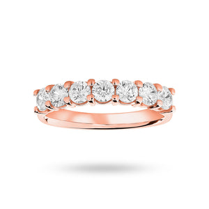 9 Carat Rose Gold 1.00 Carat Brilliant Cut Under Bezel Half Eternity Ring