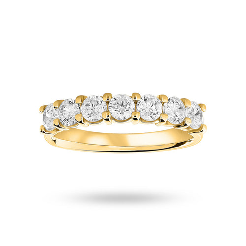 9 Carat Yellow Gold 1.00 Carat Brilliant Cut Under Bezel Half Eternity Ring