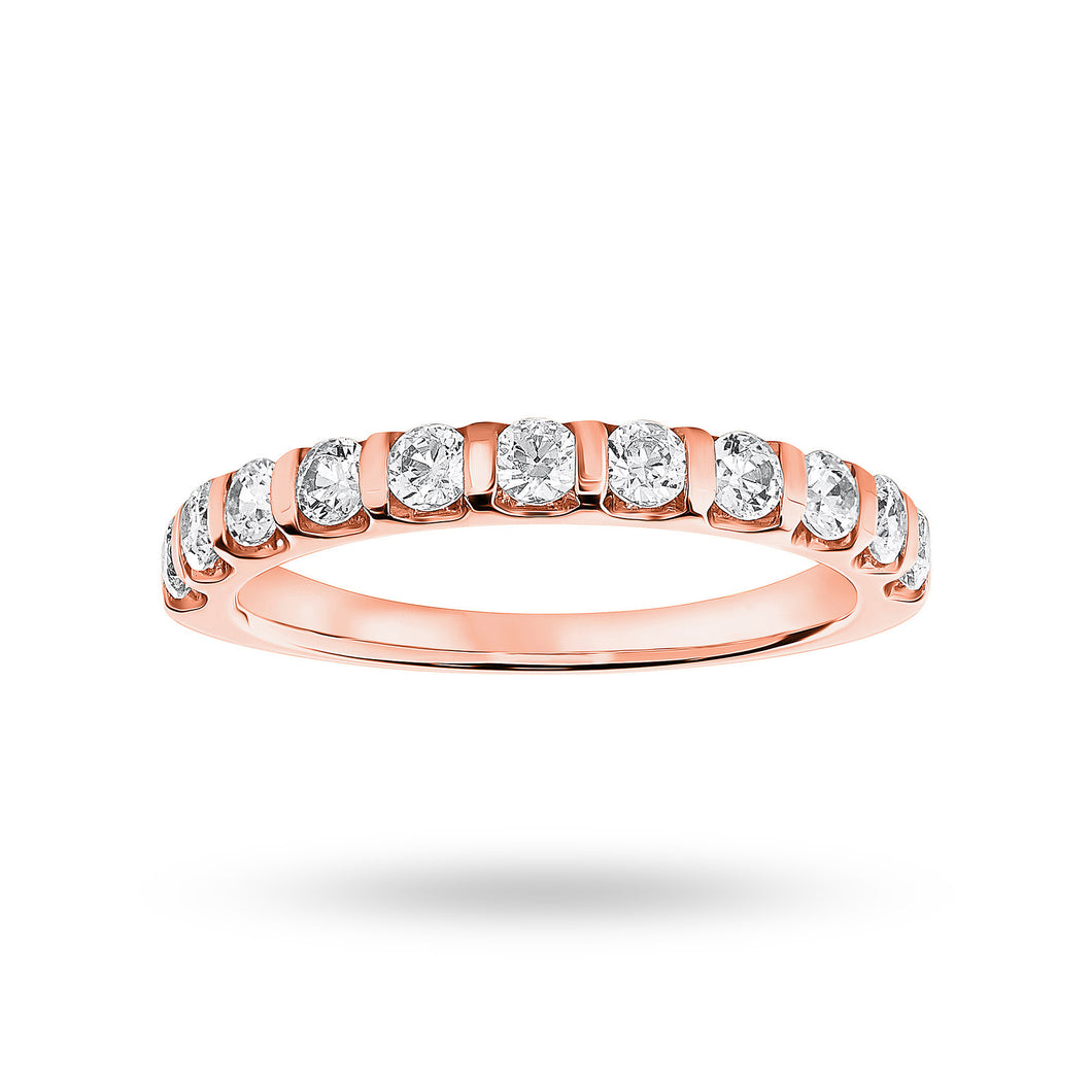 9 Carat Rose Gold 0.50 Carat Brilliant Cut Bar Half Eternity Ring