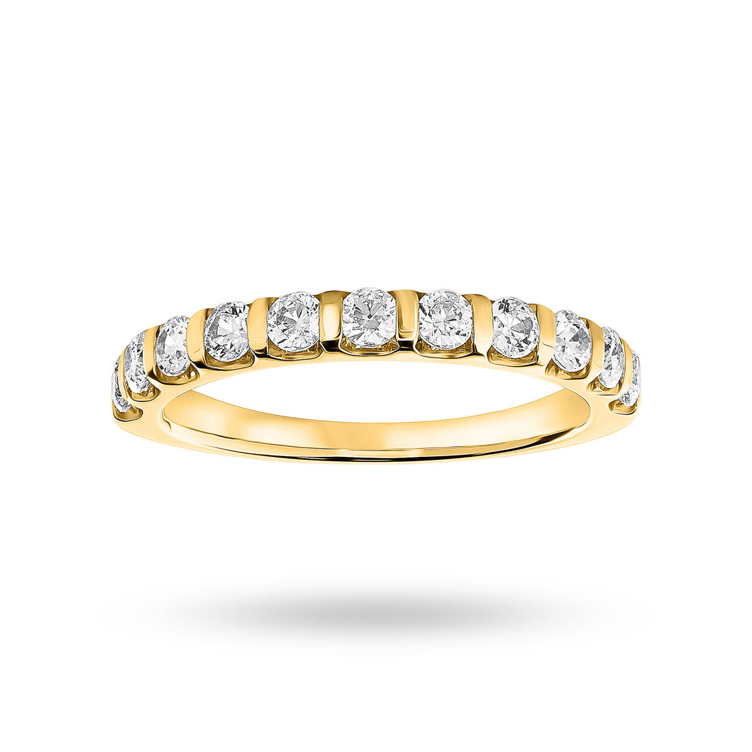 9 Carat Yellow Gold 0.50 Carat Brilliant Cut Bar Half Eternity Ring