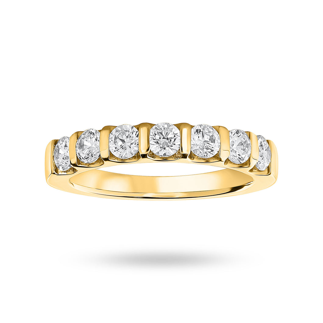 9 Carat Yellow Gold 0.77 Carat Brilliant Cut Bar Half Eternity Ring