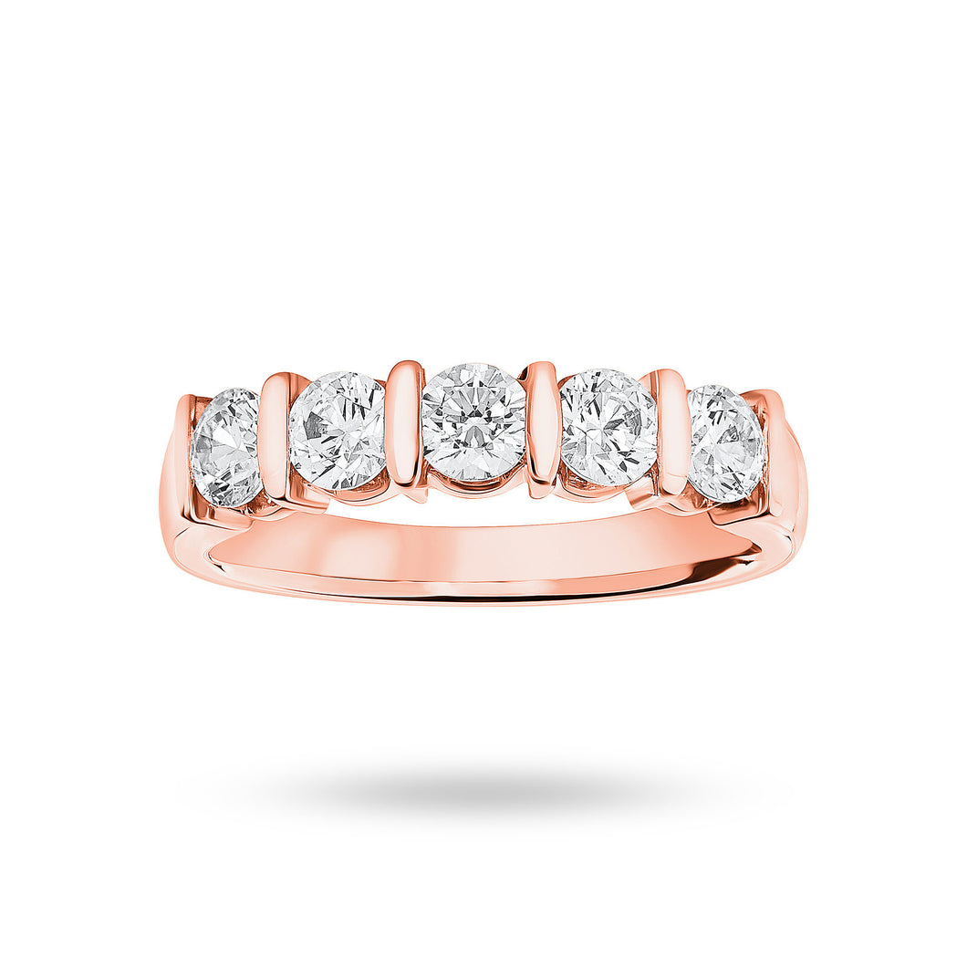 9 Carat Rose Gold 0.90 Carat Brilliant Cut Bar Half Eternity Ring