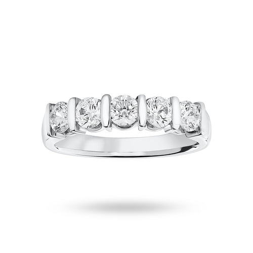 9 Carat White Gold 0.90 Carat Brilliant Cut Bar Half Eternity Ring