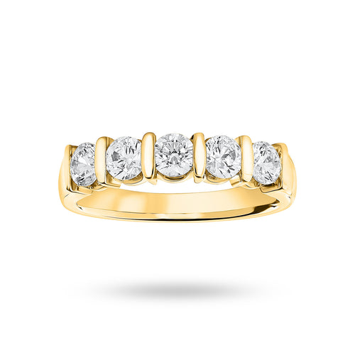 9 Carat Yellow Gold 0.90 Carat Brilliant Cut Bar Half Eternity Ring