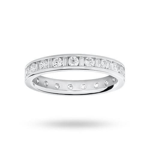 9 Carat White Gold 1.00 Carat Dot Dash Channel Set Full Eternity Ring