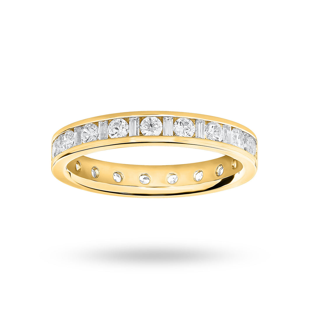 9 Carat Yellow Gold 1.00 Carat Dot Dash Channel Set Full Eternity Ring