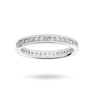 9 Carat White Gold 1.00 Carat Princess Cut Channel Set Full Eternity Ring