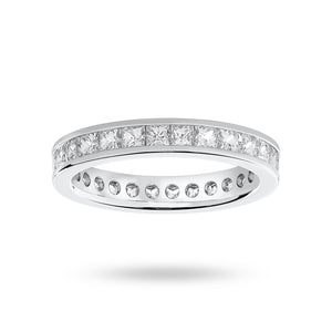 Platinum 2.00 Carat Princess Cut Channel Set Full Eternity Ring