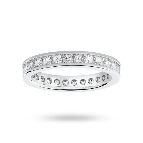 9 Carat White Gold 2.00 Carat Princess Cut Channel Set Full Eternity Ring