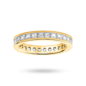 9 Carat Yellow Gold 2.00 Carat Princess Cut Channel Set Full Eternity Ring