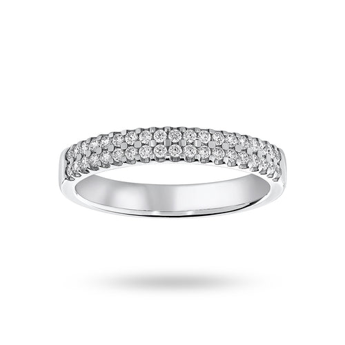 Platinum 0.25 Carat Brilliant Cut 2 Row Claw Set Half Eternity Ring