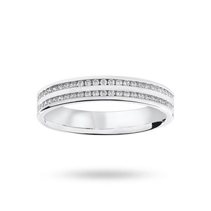 Platinum 0.28 Carat Brilliant Cut 2 Row Channel Set Half Eternity Ring