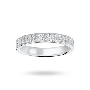 Platinum 0.25 Carat Brilliant Cut 2 Row Claw Pave Half Eternity Ring