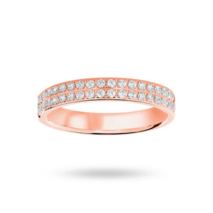 9 Carat Rose Gold 0.25 Carat Brilliant Cut 2 Row Claw Pave Half Eternity Ring