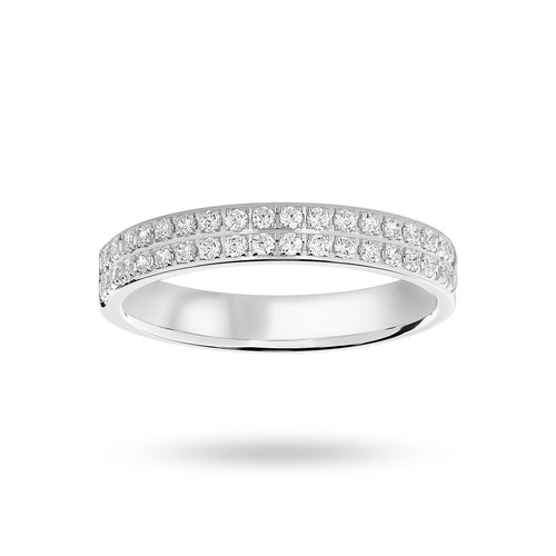 9 Carat White Gold 0.25 Carat Brilliant Cut 2 Row Claw Pave Half Eternity Ring