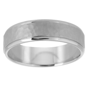 Palladium 500 6mm Hammered Band - Ring Size P